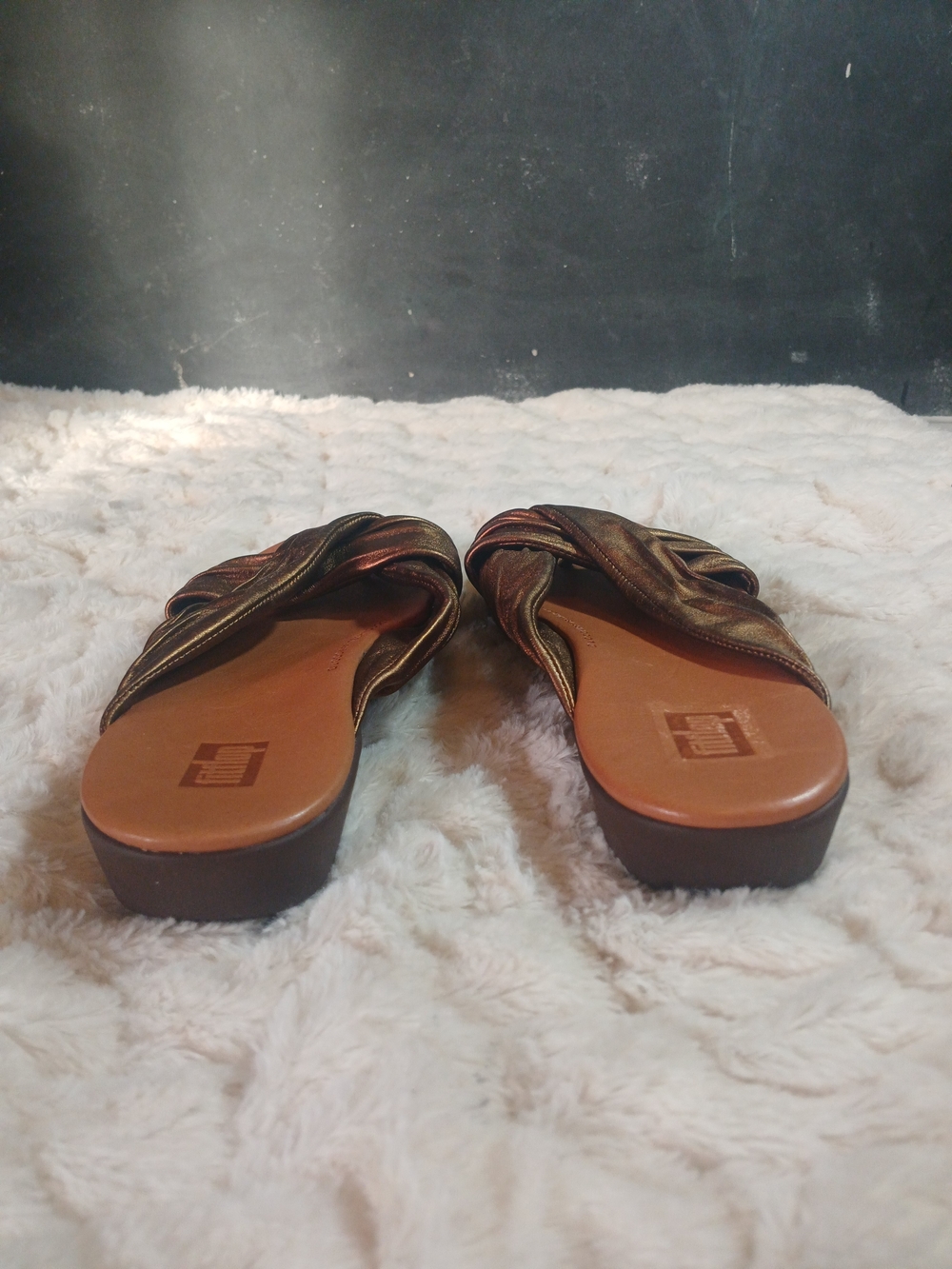 FitFlop Womens Twine Slip On Thong Toe Post Slides Metallic Gold Size 6 - Picture 2 of 11